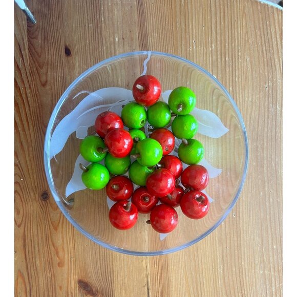 Set Of 24 Wooden Decorative Crabapples Red Green Apples Bowl Fillers - Picture 2 of 4
